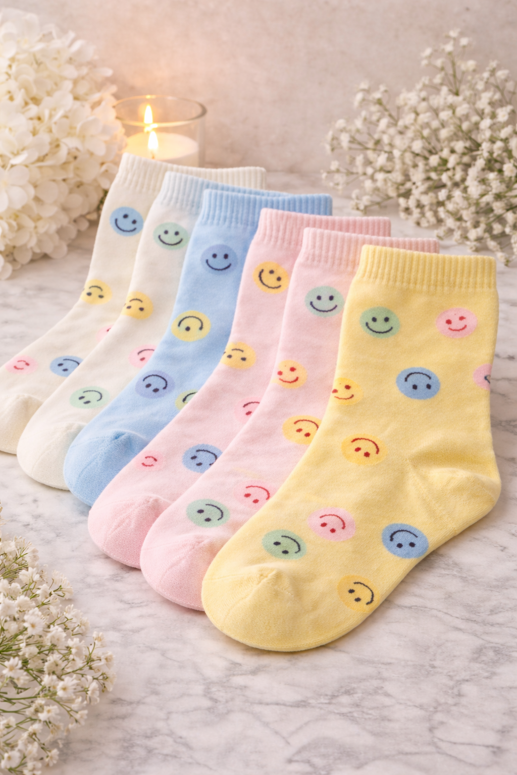 🧦 Damen Socken Smiley Design – Größe 38–41 – Mehrfarbig 🌈✨