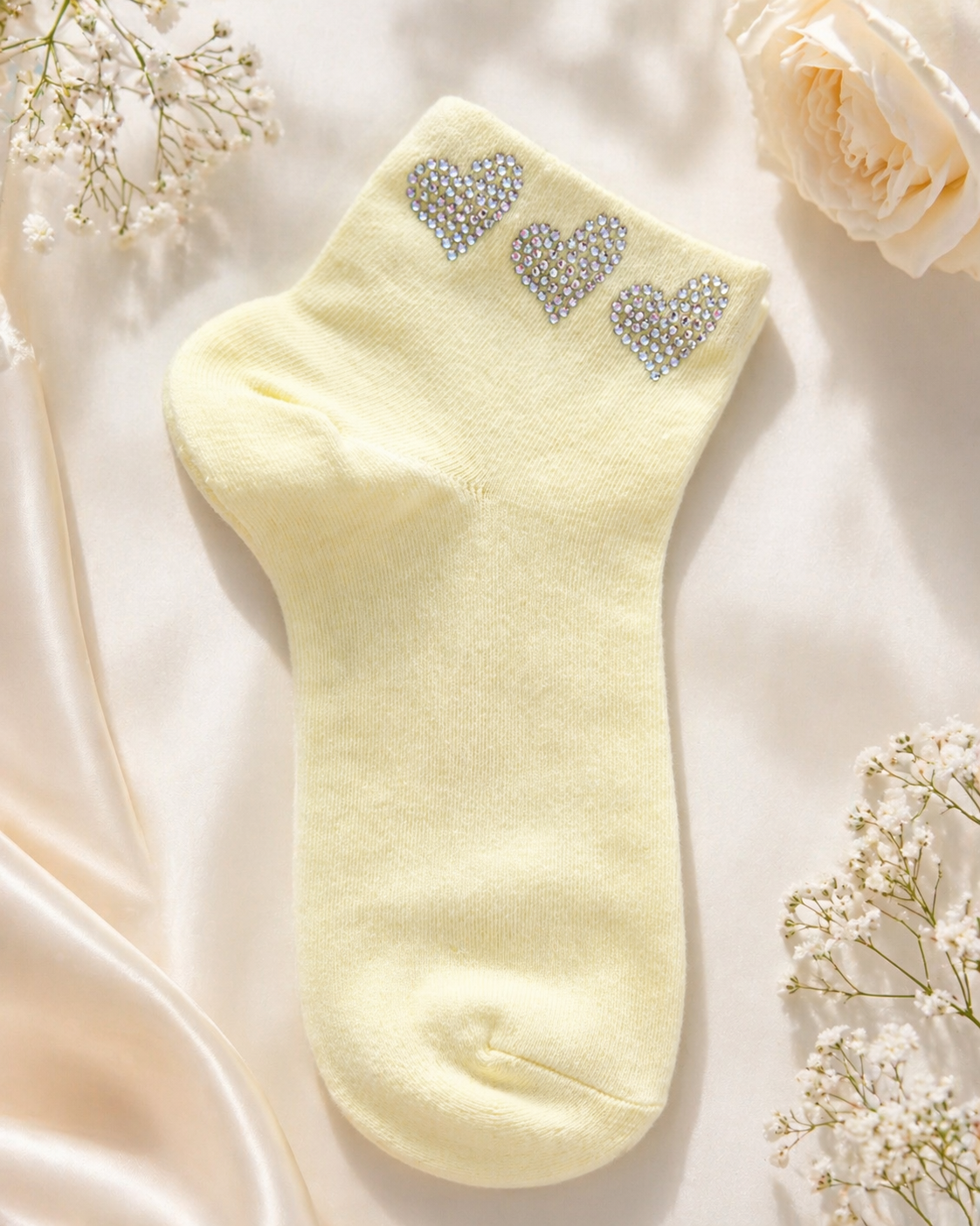 Damen Socken mit Strass-Herzen – Größe 38–41 – 4 Farben 💛💙🤍💗