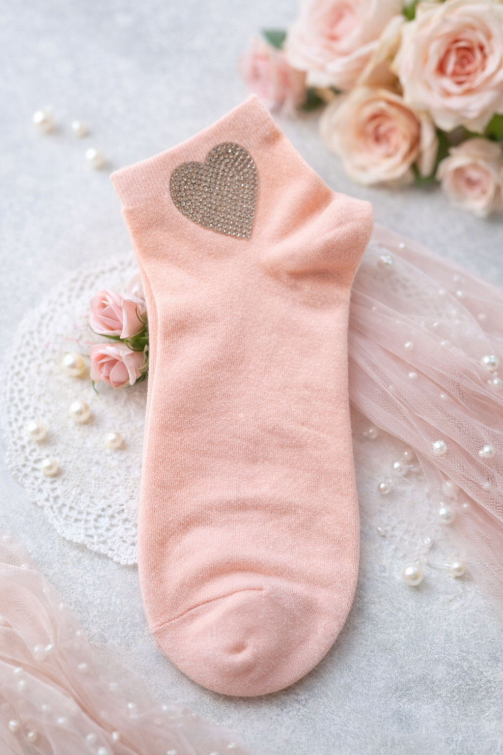🧦✨ Damen Sneaker Socken mit Glitzer Herz – Größe 38–41 | 9 Farben erhältlich
