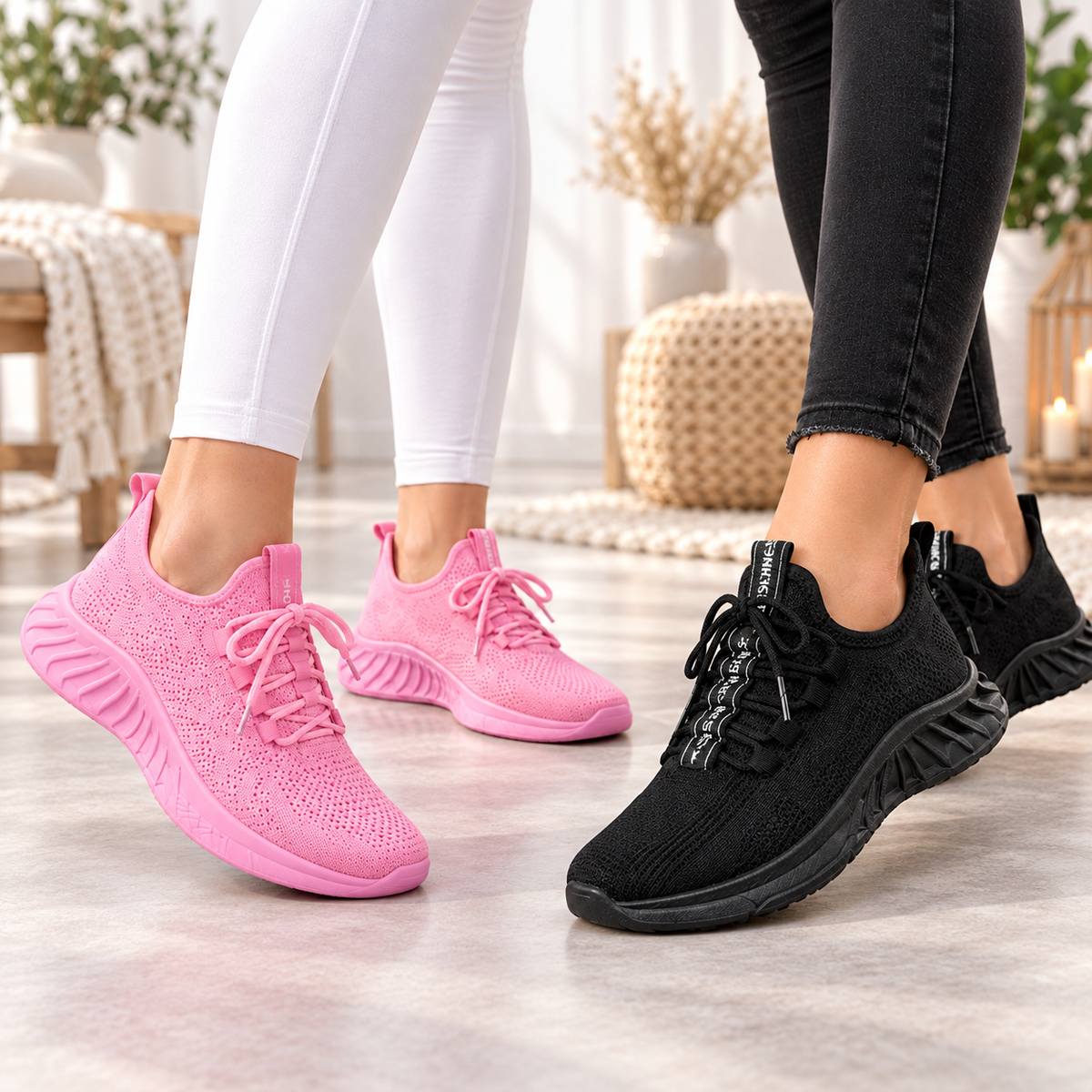 🌟✨ Damen Komfort-Sneaker – 2 Farben (Pink & Schwarz) | Größen 36–41 🔥👟