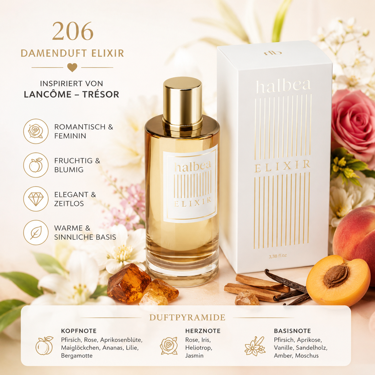 🌸 206 – Damenduft Elixir 🌸 ✨ Duftrichtung: inspiriert von Lancôme – Trésor ✨