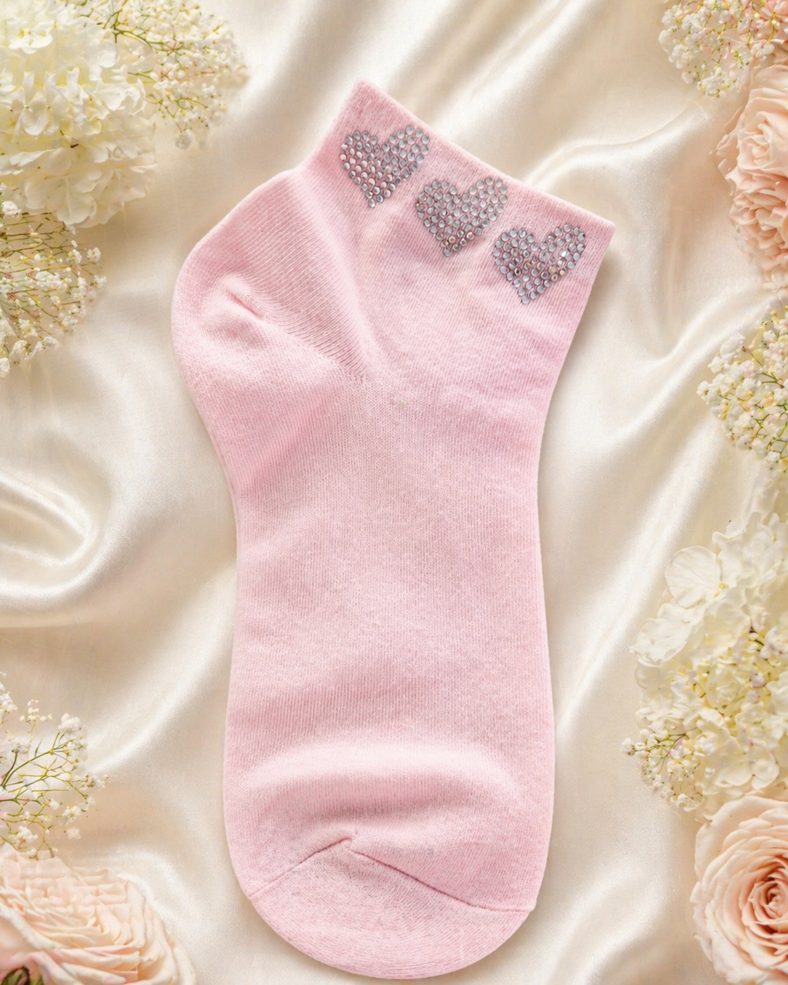 Damen Socken mit Strass-Herzen – Größe 38–41 – 4 Farben 💛💙🤍💗