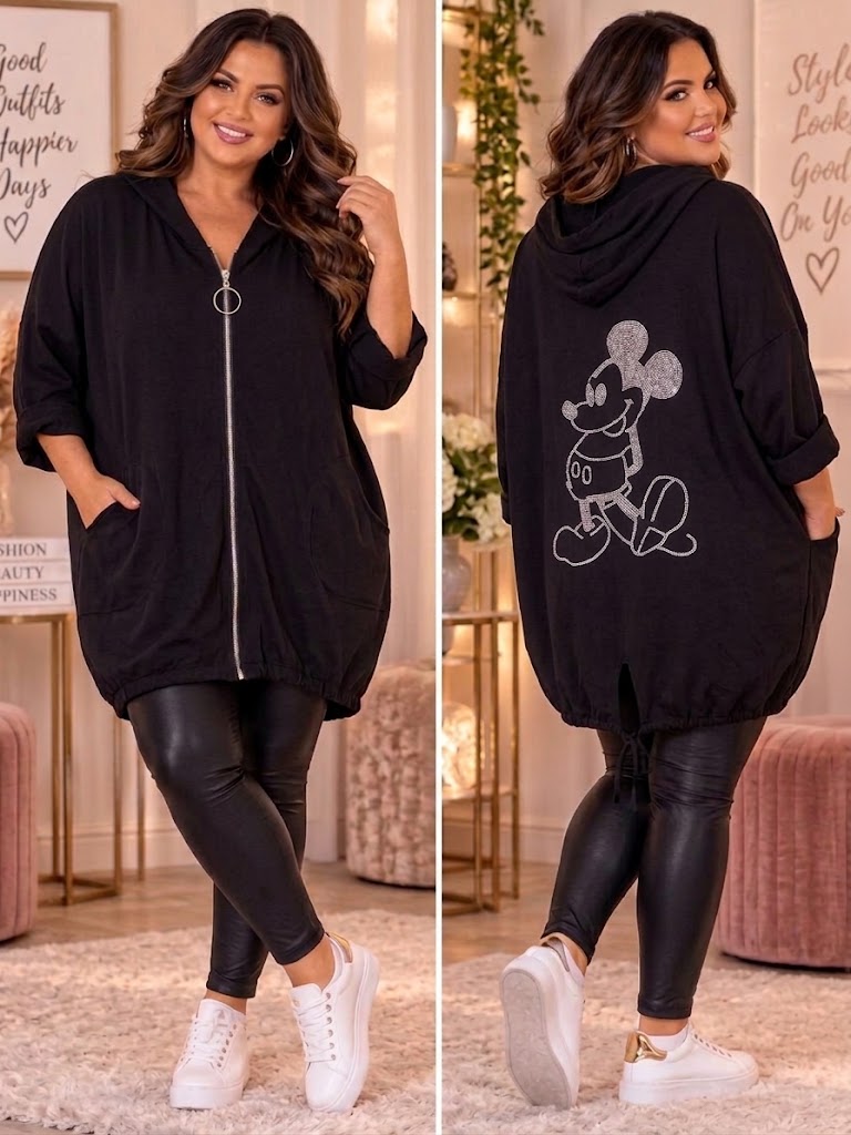 ❤️✨ Oversize Kapuzenjacke mit Statement-Look – Gr. 52–56 ✨❤️
