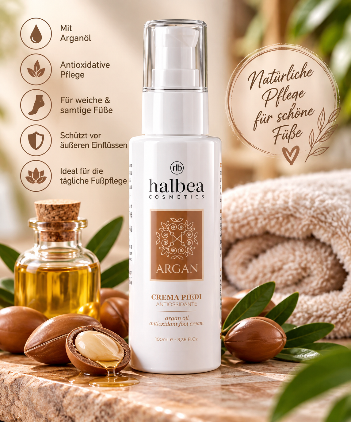 🦶✨ Antioxidative Fußcreme mit Arganöl – 100 ml ✨🦶