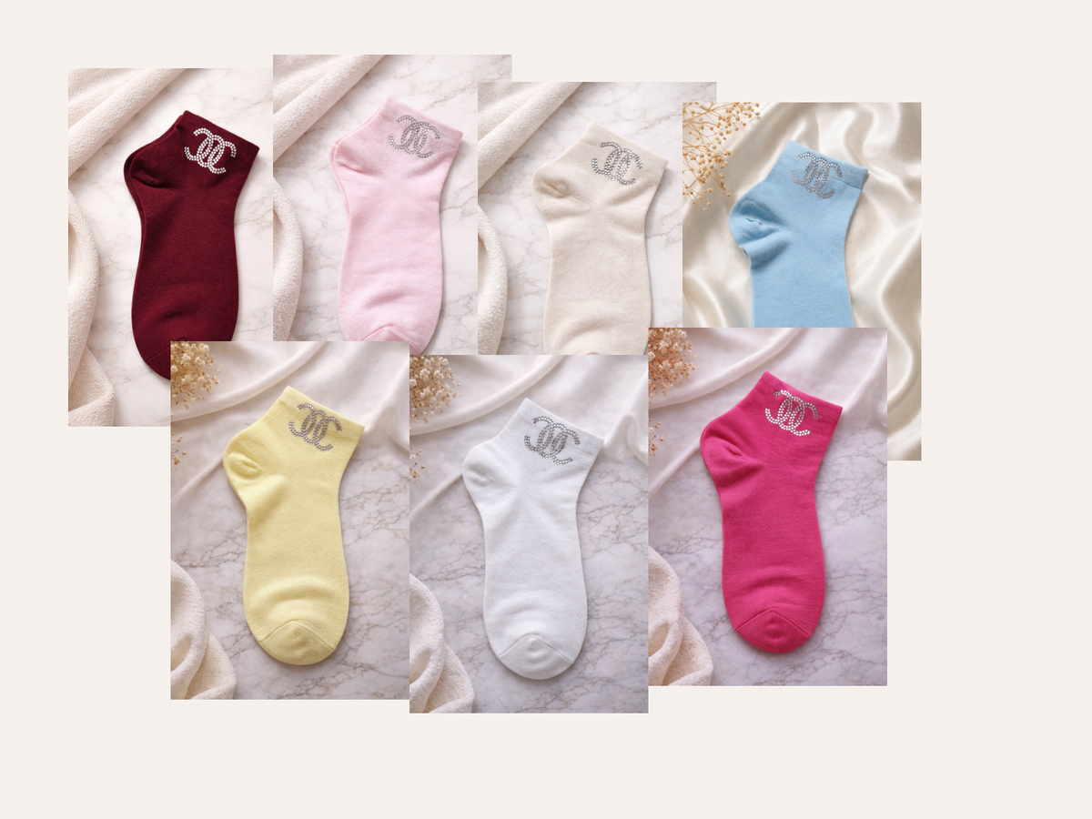 🧦✨ Damen Sneaker Socken – Strass Logo | Größe 38–41 | Mehrere Farben ✨🧦