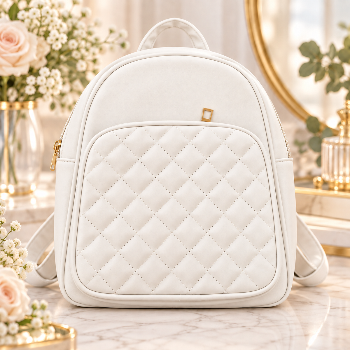 🤍✨ Eleganter Damenrucksack mit Stepp-Detail – kompakt, stilvoll & perfekt für jeden Tag ✨🤍