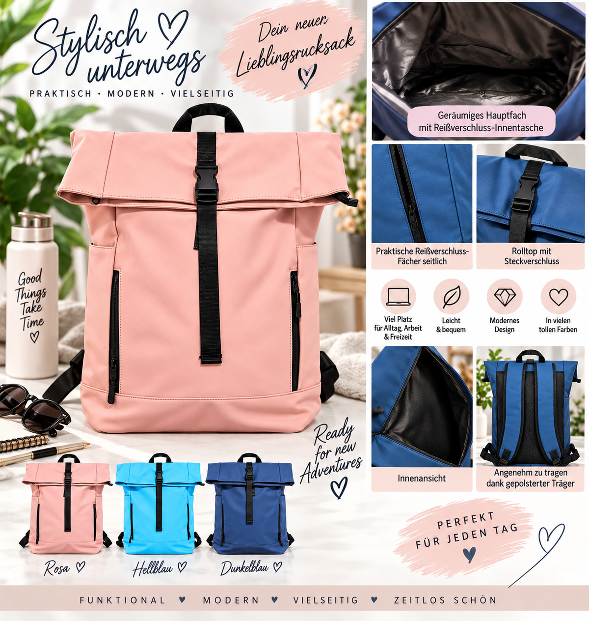 ✨🎒 Stylisch – Praktisch – Allround-Talent: Dein neuer Rolltop-Rucksack! 🎒✨