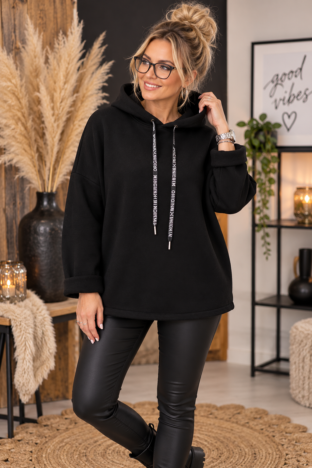 💙🖤 Feincord-Kapuzenpullover mit Teddyfell – Gr. 42–48 – kuschelig & trendy 🖤💙